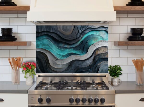 Abstract Art Piece of Layered Wood with Undulating Shapes - Image 6