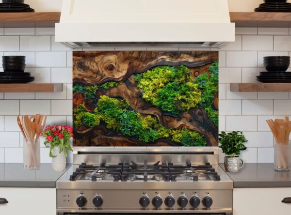 Artistic Wooden Panel With Lush Greenery And Intricate Textures - Image 6