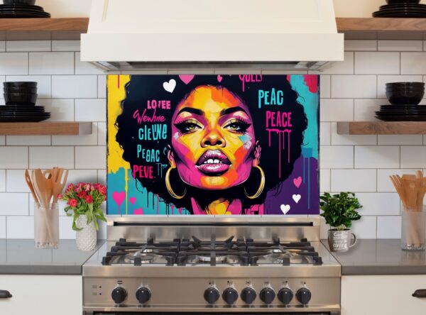 Vibrant Afro-Punk Mural Portrait of Confident African Woman - Image 6