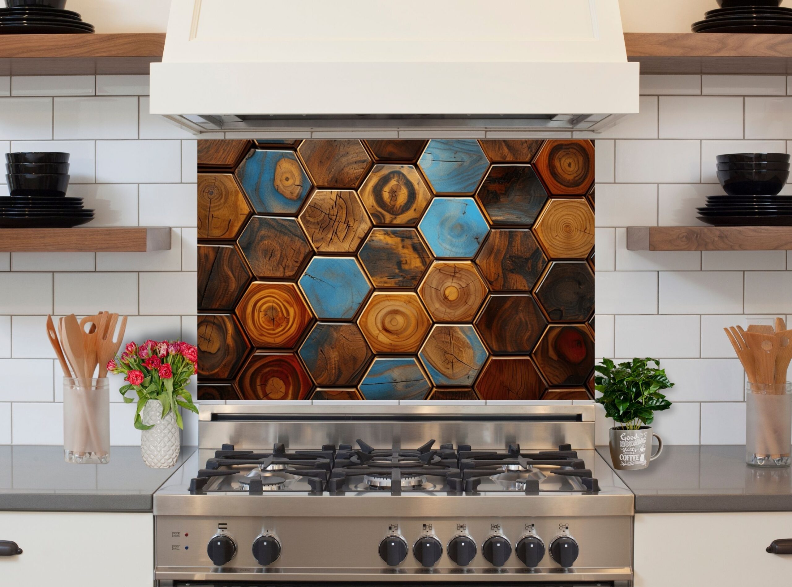 Hexagonal Tile Pattern Showcasing Diverse Wood Grain Textures - Image 6