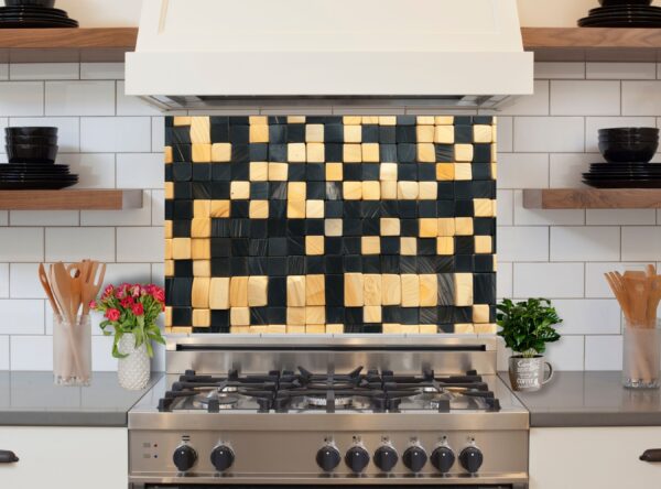 Intricate Wooden Mosaic Artwork With Checkerboard Pattern - Image 6