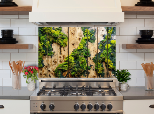 Artistic Wooden Panel With Integrated Moss And Ferns - Image 6