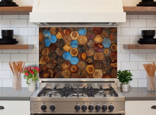 Swirling Mosaic Of Hexagonal Wooden Tiles With Diverse Colors - Image 6