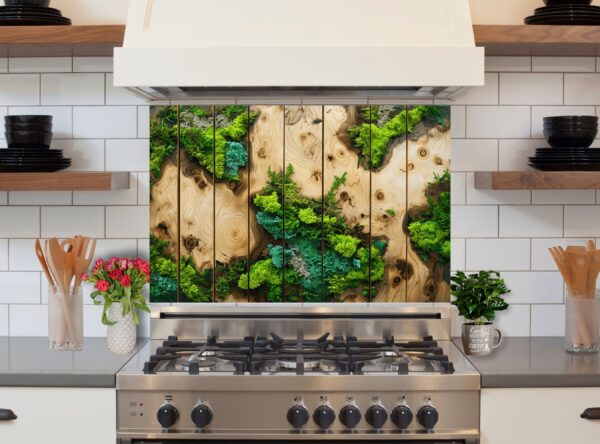 Top-Down View Of Artistic Wooden Panel With Greenery - Image 6