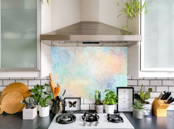 Pastel Mosaic Abstract Artwork with Soft Irregular Shapes - Image 5