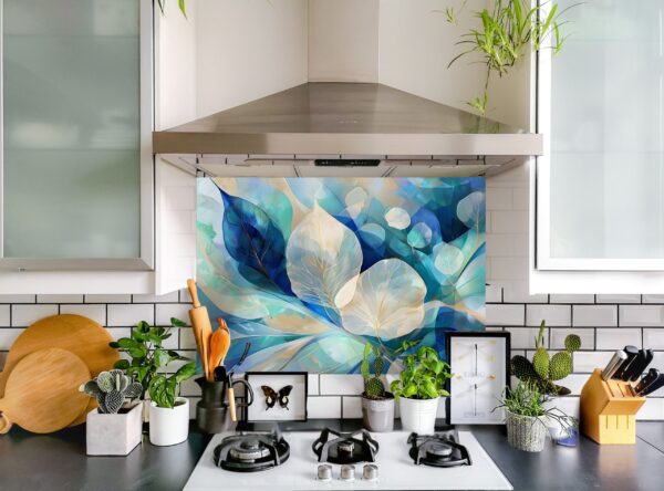 Abstract Digital Painting of Overlapping Leaves in Blue Tones - Image 5