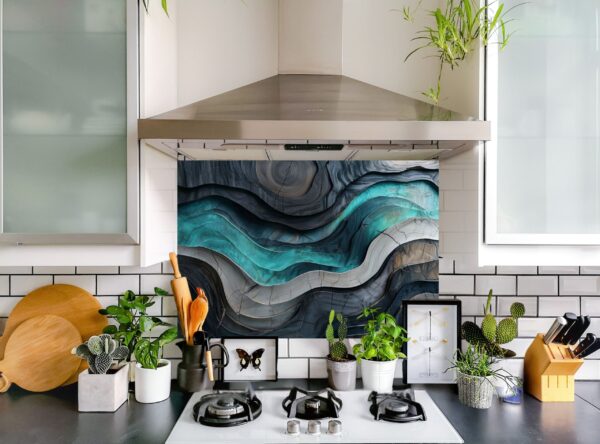 Abstract Art Piece of Layered Wood with Undulating Shapes - Image 5
