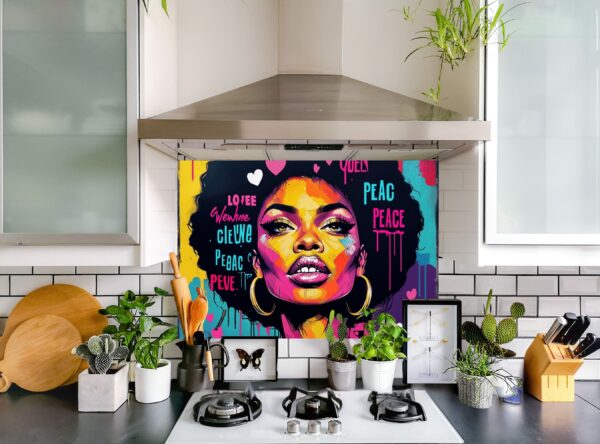 Vibrant Afro-Punk Mural Portrait of Confident African Woman - Image 5