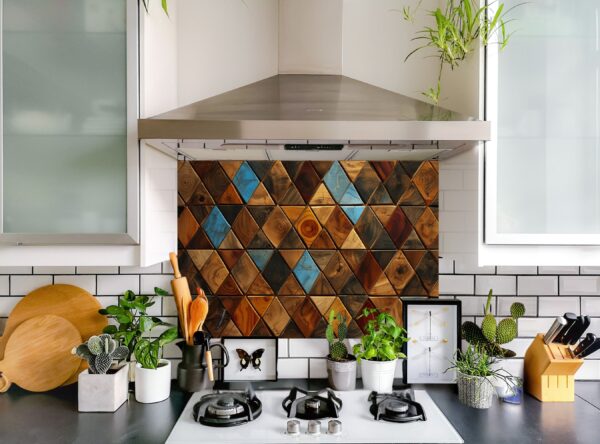 Close-Up Of Triangular Tile Pattern With Unique Wood Grain - Image 5