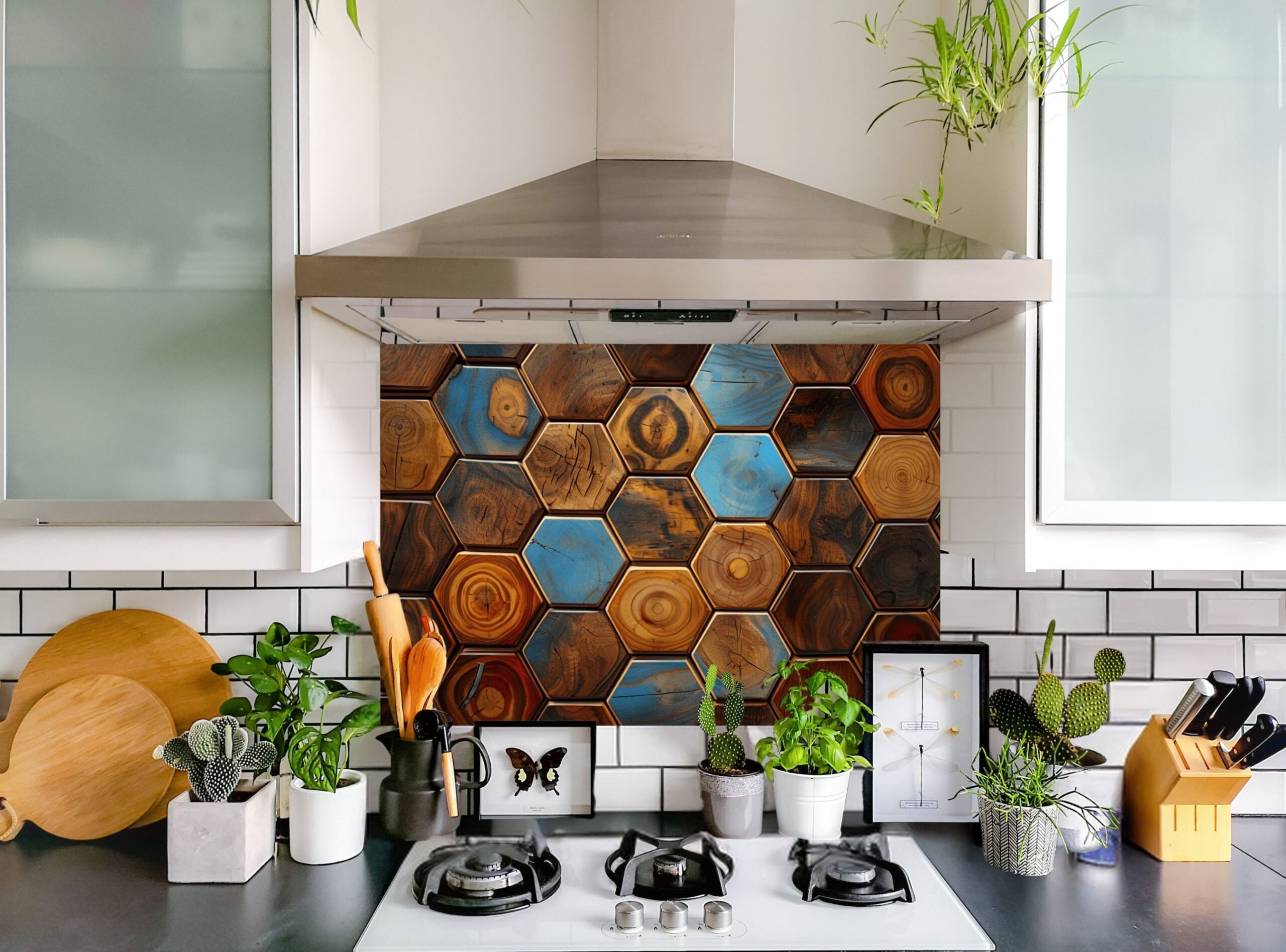 Hexagonal Tile Pattern Showcasing Diverse Wood Grain Textures - Image 5