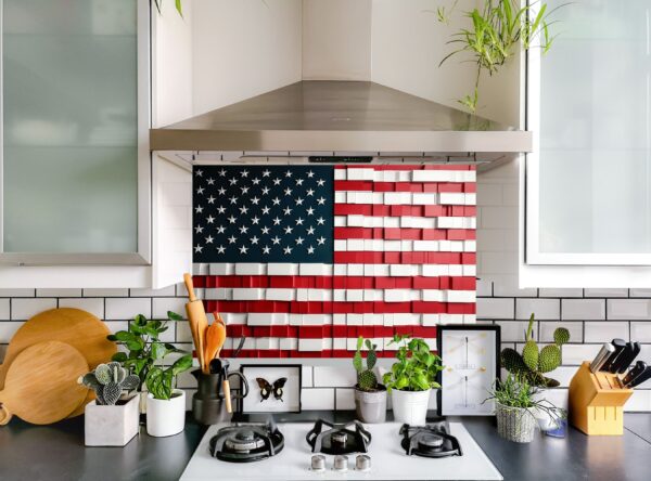 Modern Artistic Interpretation Of The American Flag In Blocks - Image 5