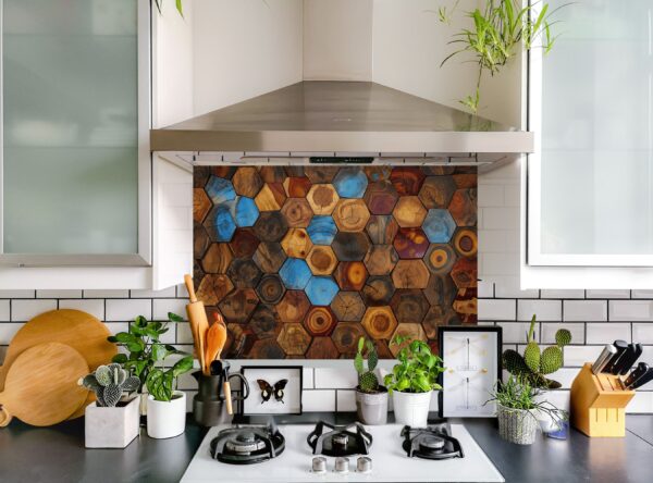 Swirling Mosaic Of Hexagonal Wooden Tiles With Diverse Colors - Image 5