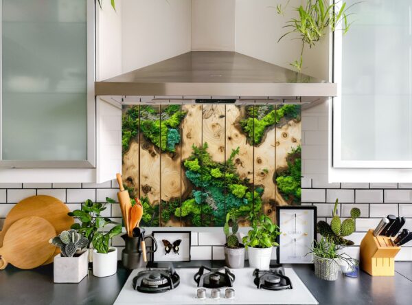 Top-Down View Of Artistic Wooden Panel With Greenery - Image 5
