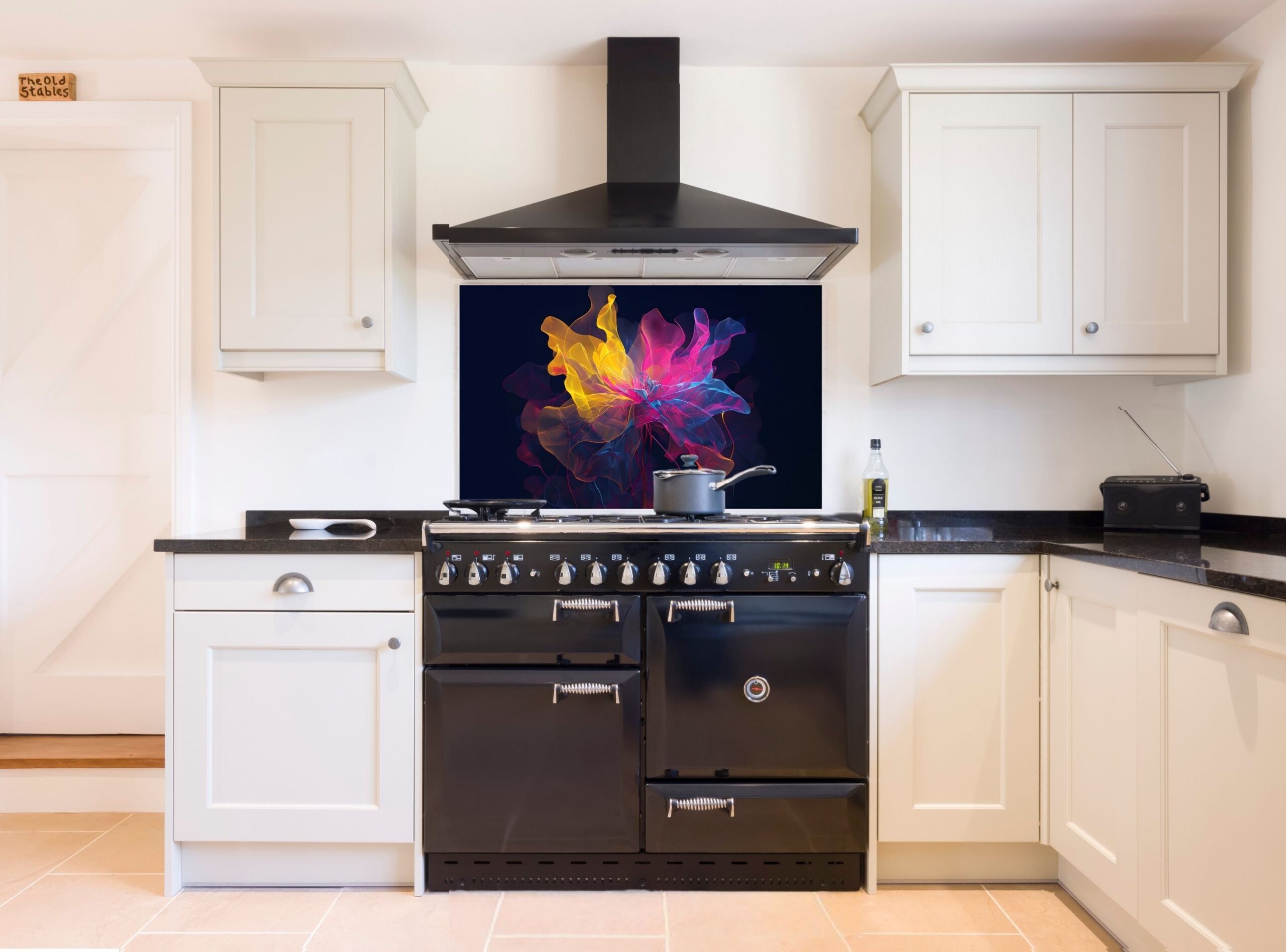 Vibrant Neon Floral Art Against Deep Midnight Blue Background - Image 4