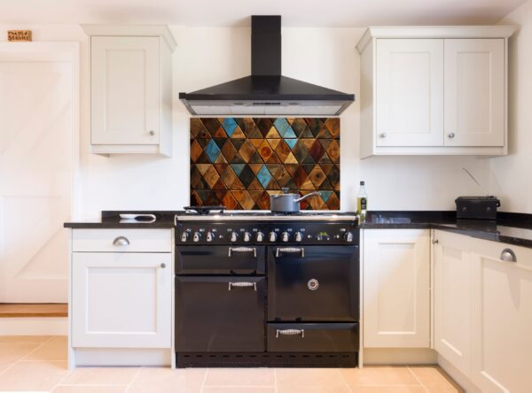 Close-Up Of Triangular Tile Pattern With Unique Wood Grain - Image 4
