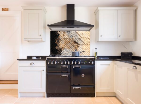 Intricate Wooden Mosaic Wall Art Featuring Triangular Tiles - Image 4
