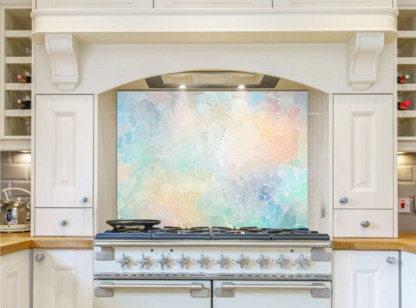 Pastel Mosaic Abstract Artwork with Soft Irregular Shapes