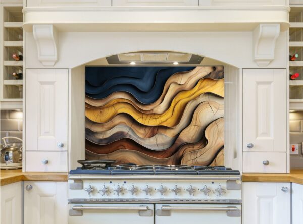 Abstract Wooden Art Piece With Vibrant Layered Colors