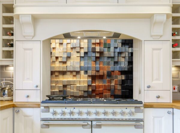 Artistic Arrangement of Colorful Wooden Blocks in Grid Formation