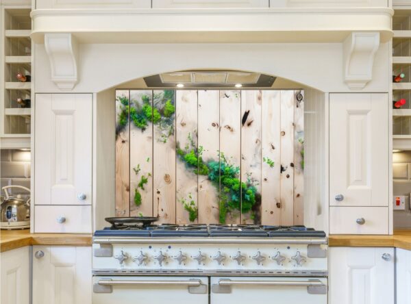 Artistic Wooden Panel With Integrated Greenery Textures