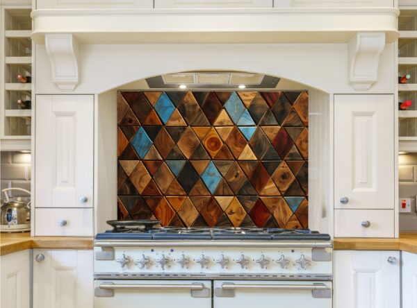 Close-Up Of Triangular Tile Pattern With Unique Wood Grain