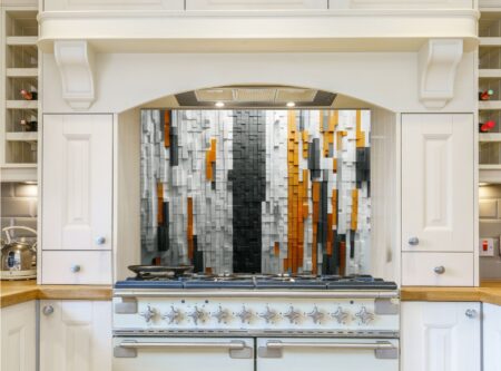 Modern Abstract Artwork with Gradient Tiles in Grid Pattern