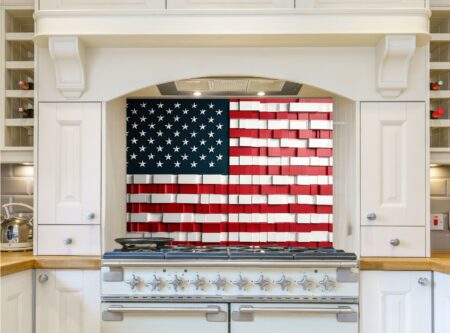 Modern Artistic Interpretation Of The American Flag In Blocks