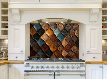 Swirling Mosaic Of Hexagonal Wooden Tiles With Diverse Colors