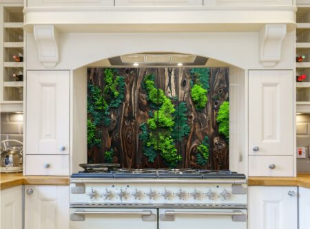 Vibrant Wooden Panel With Saxifrage And Clubmoss Detail
