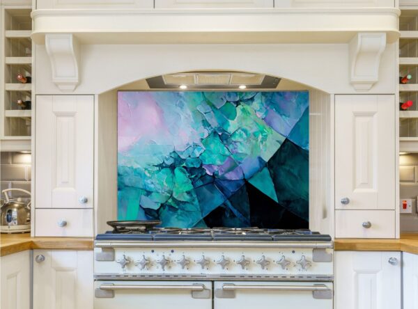 Abstract Painting Blending Cool Tones With Geometric Shapes