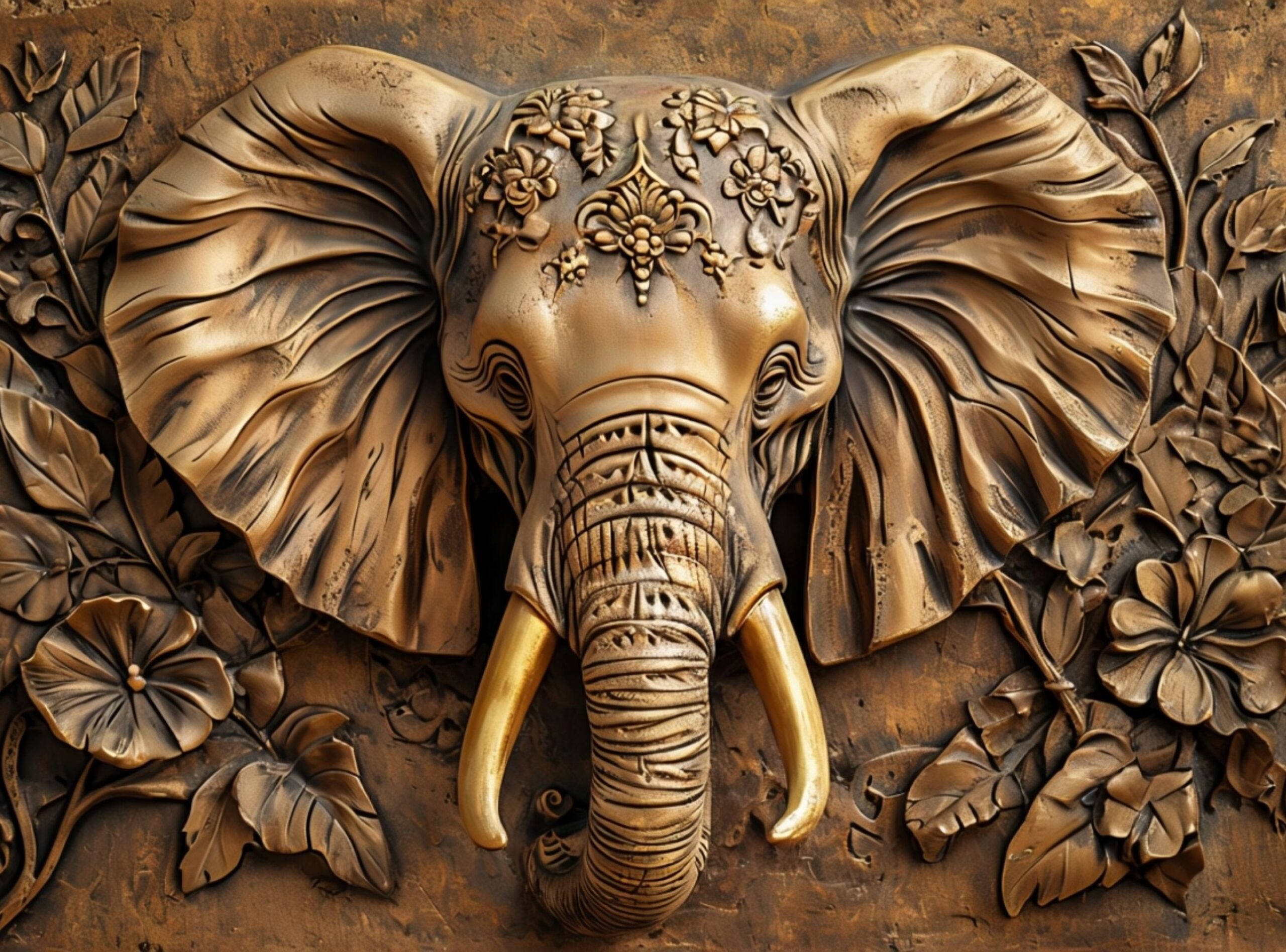 Intricate Relief Sculpture Of An Elephant_s Head Displaying Fine Details - Image 11
