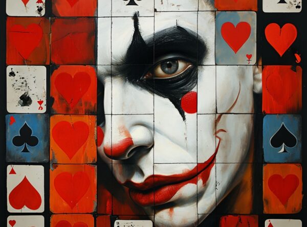 Surreal Close-Up Of A Clown Face With Playing Cards - Image 6