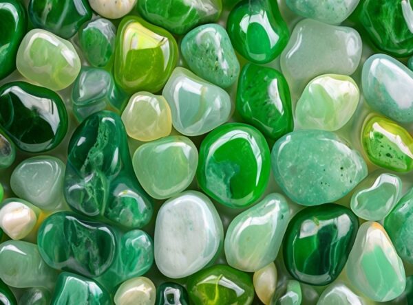 Densely Packed Array Of Smooth Green And White Stones - Image 11