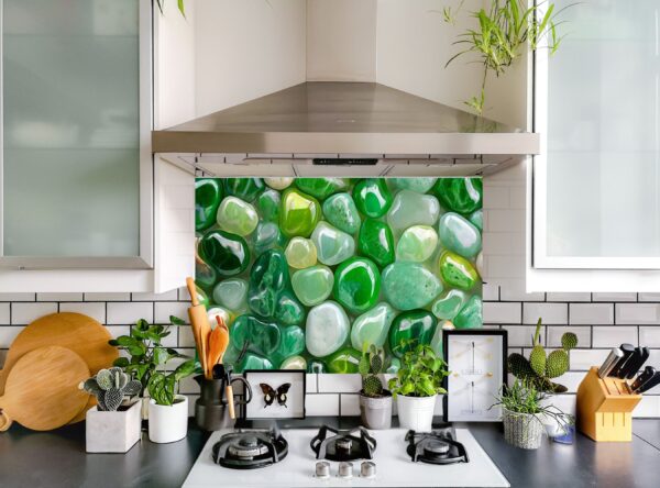 Densely Packed Array Of Smooth Green And White Stones - Image 9