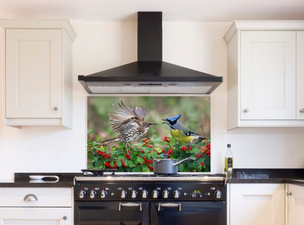 Birds Interacting Amidst Berries and Lush Green Foliage - Image 8