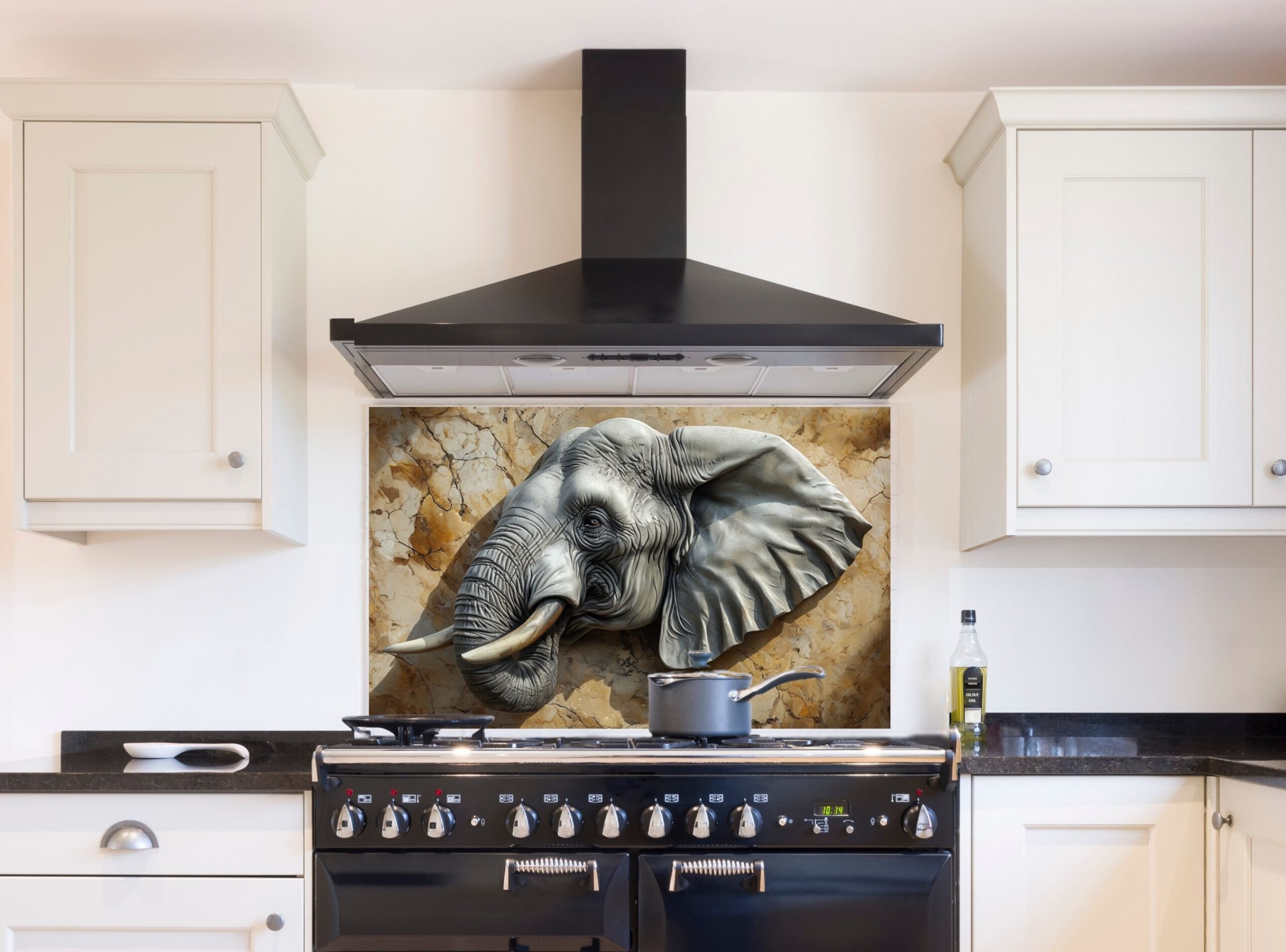 Realistic Three-Dimensional Elephant Head Sculpture Against Textured Background - Image 8
