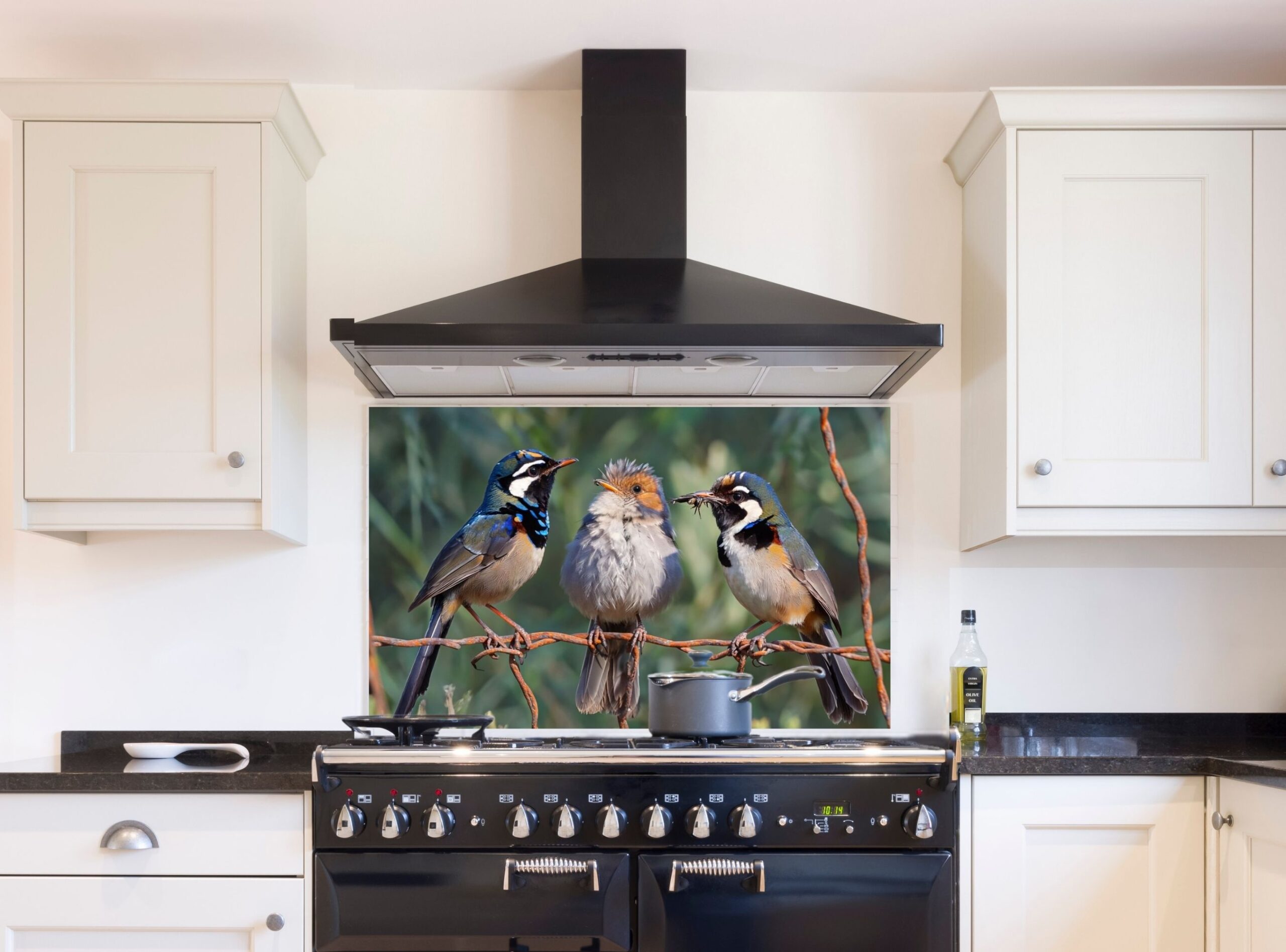 Three Colorful Birds Perched On A Twisted Wire Fence - Image 8