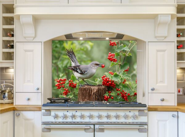 Bird Perched On Weathered Stump With Red Berries - Image 7