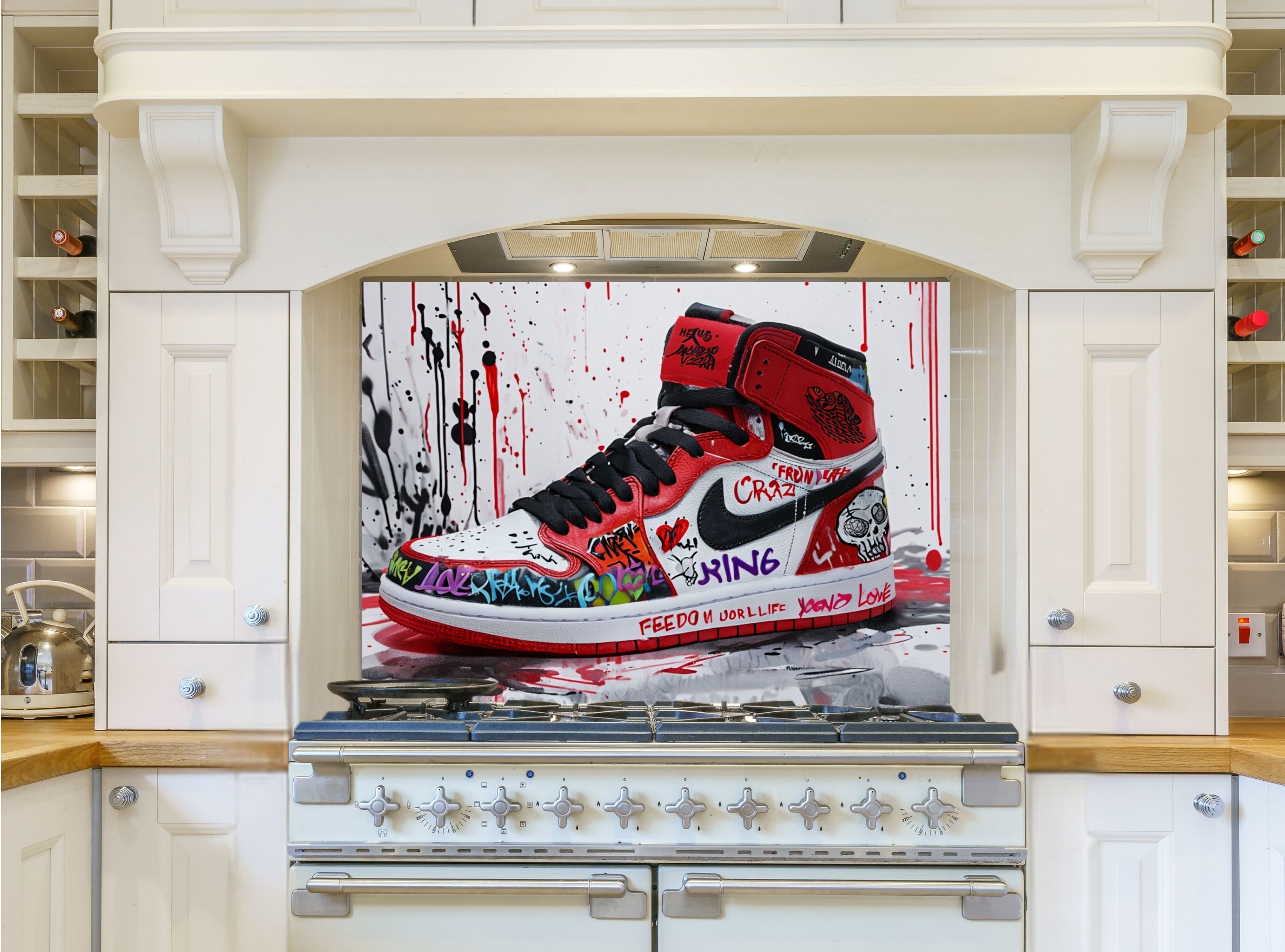 Graffiti-Designed High-Top Sneaker With Vibrant Colors