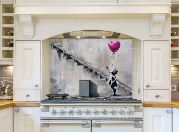 Street Art Mural of Girl Reaching for Pink Balloon - Image 7