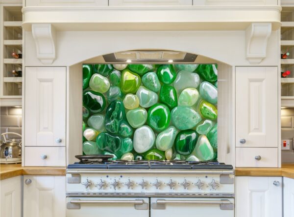 Densely Packed Array Of Smooth Green And White Stones - Image 7