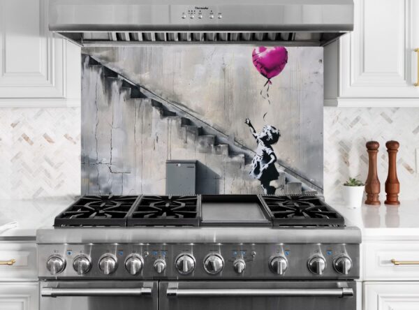 Street Art Mural of Girl Reaching for Pink Balloon - Image 6