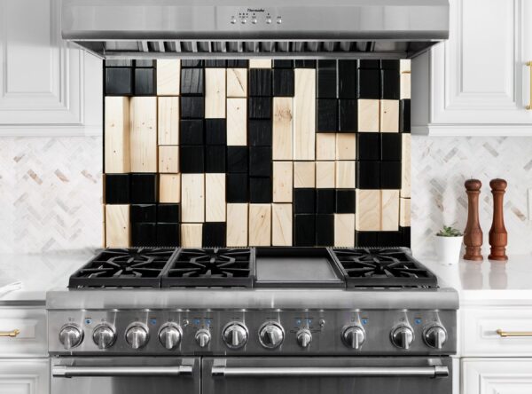 Close-Up Of Geometric Black And Light Beige Wooden Blocks - Image 6