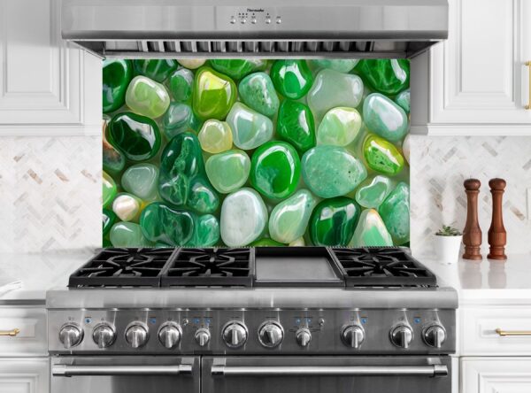 Densely Packed Array Of Smooth Green And White Stones - Image 6