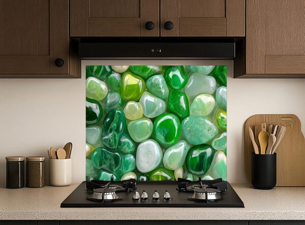 Densely Packed Array Of Smooth Green And White Stones - Image 5