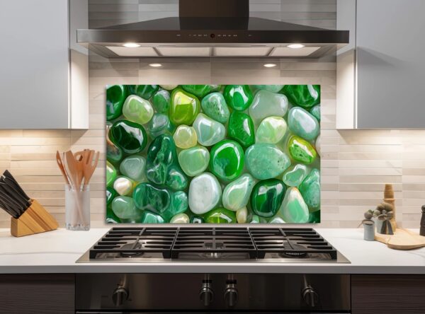 Densely Packed Array Of Smooth Green And White Stones - Image 4