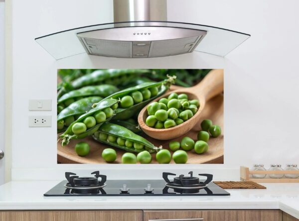 Fresh Green Peas In Pods On Wooden Plate With Scoop