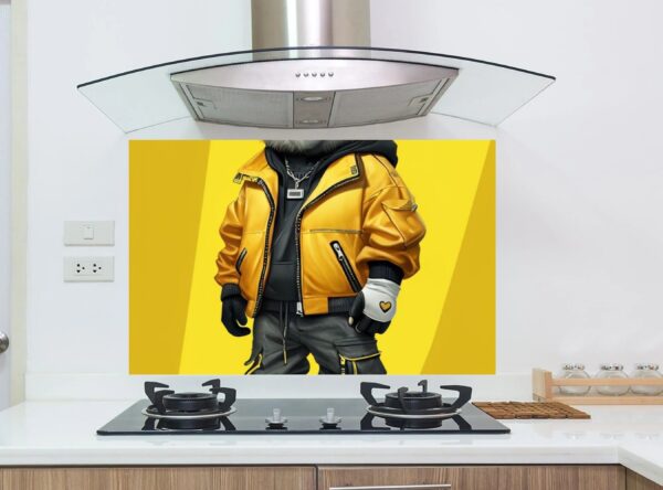 Stylish Panda Character in Modern Streetwear Against Yellow Background - Image 11
