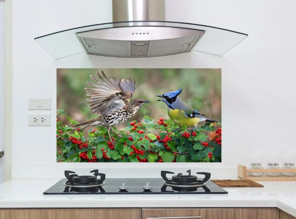 Birds Interacting Amidst Berries and Lush Green Foliage - Image 4