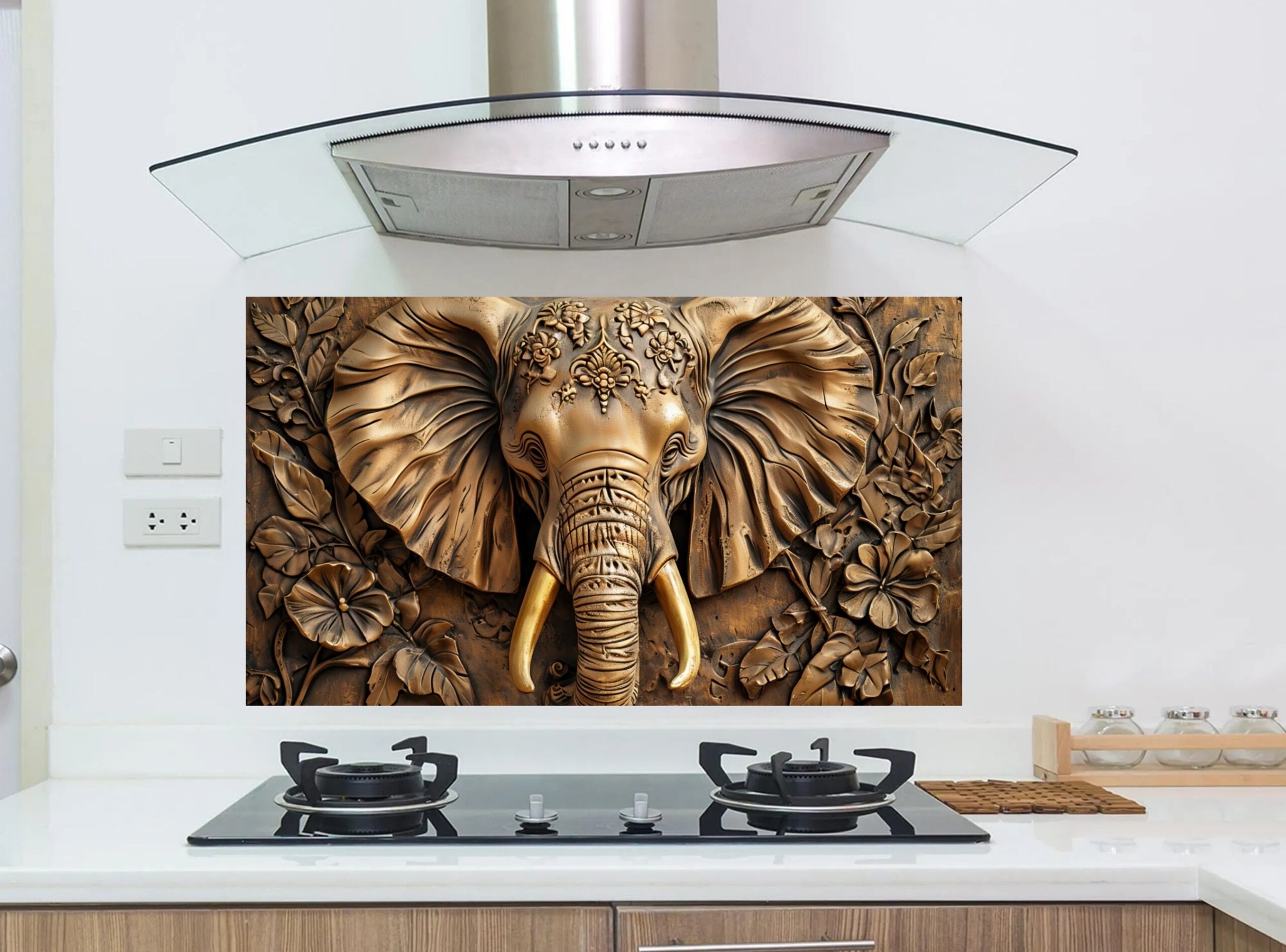 Intricate Relief Sculpture Of An Elephant_s Head Displaying Fine Details